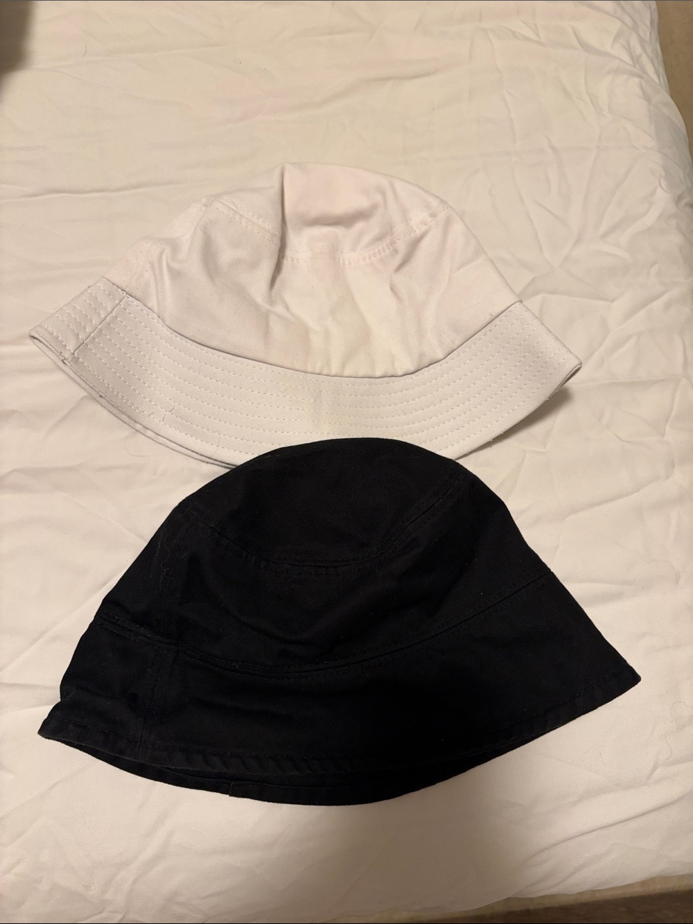 Plain Bucket Hat - White & Black Bundle